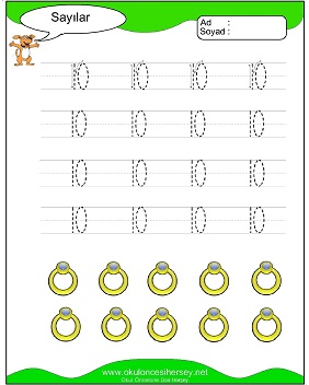 okul öncesi 1 sayısı çizgi çalışması
